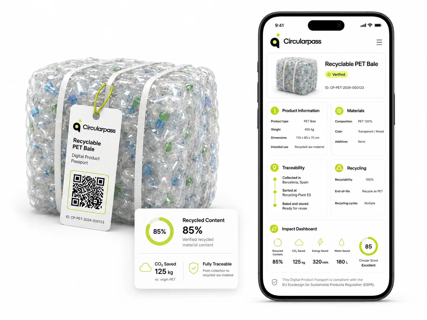 Recycling facility using CircularPass traceability