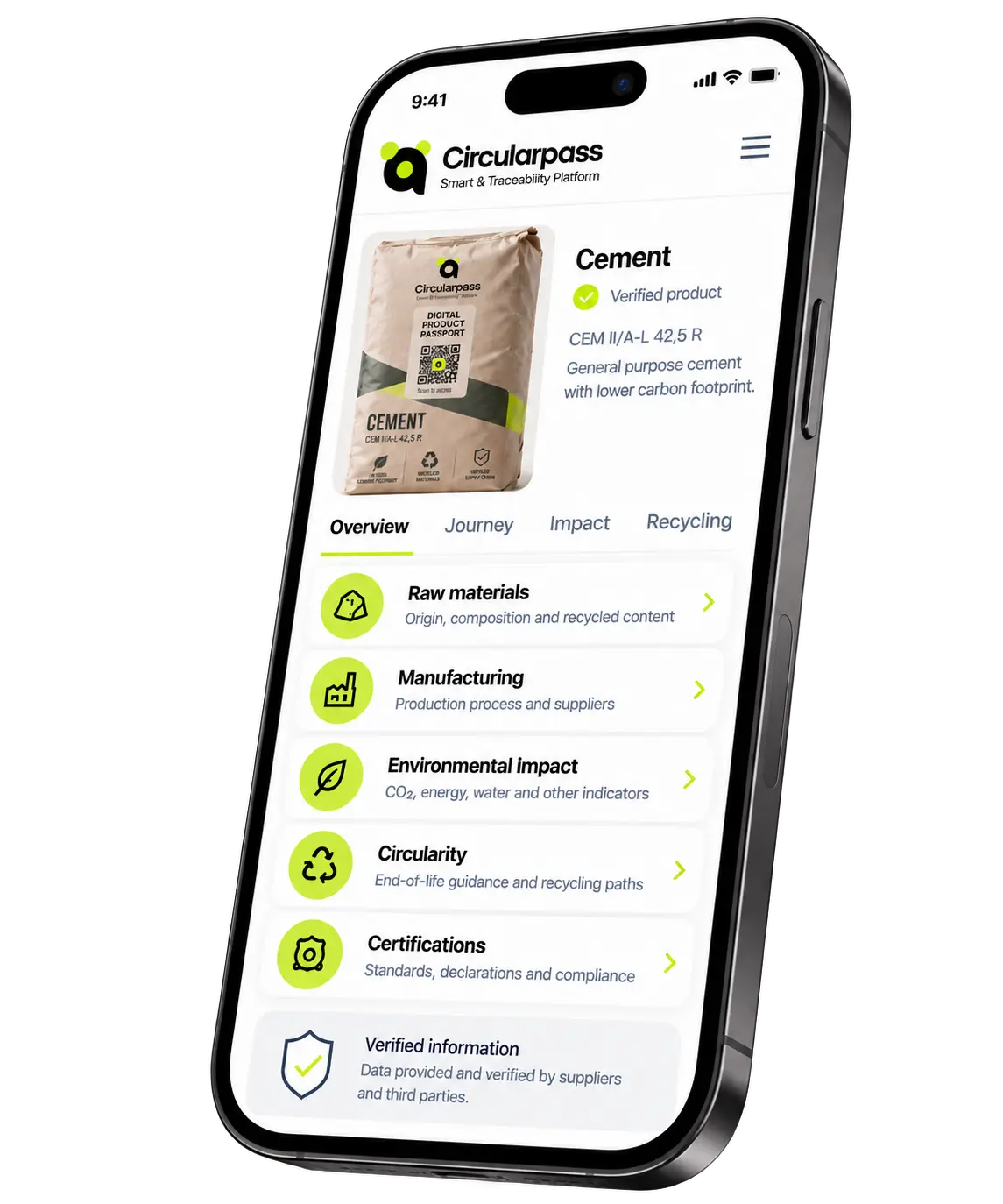 CircularPass Digital Product Passport on a smartphone